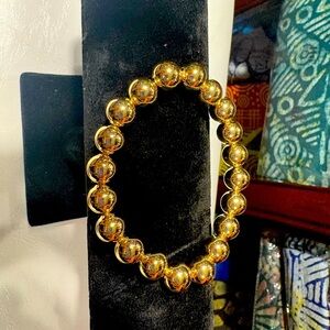 Titanium Gold Matte Round Balls Bead Drilled Adjustable Bracelet